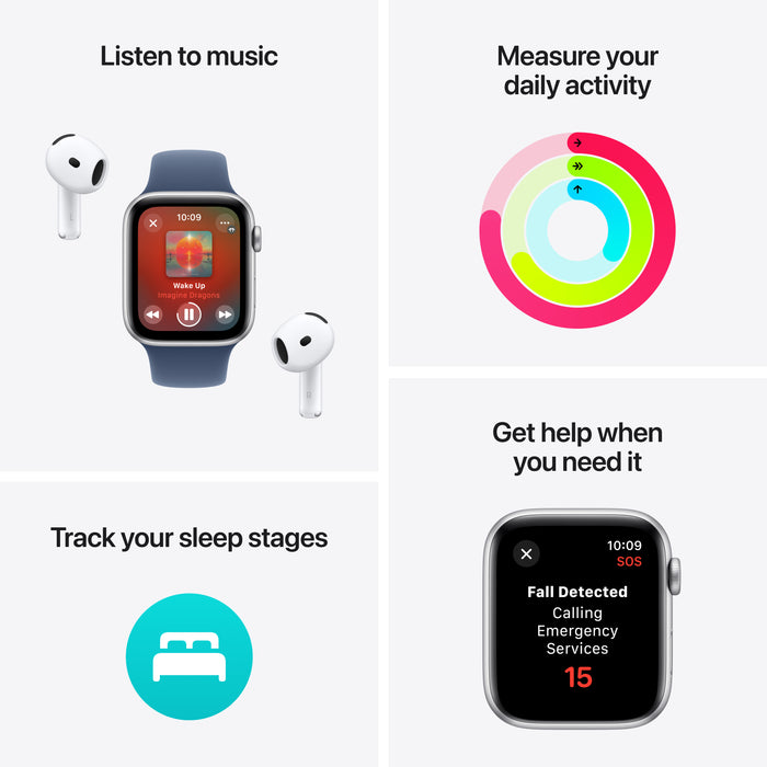 Apple Watch SE GPS, Caixa em alumínio meia-noite de 44 mm com Bracelete desportiva meia-noite - M/L
