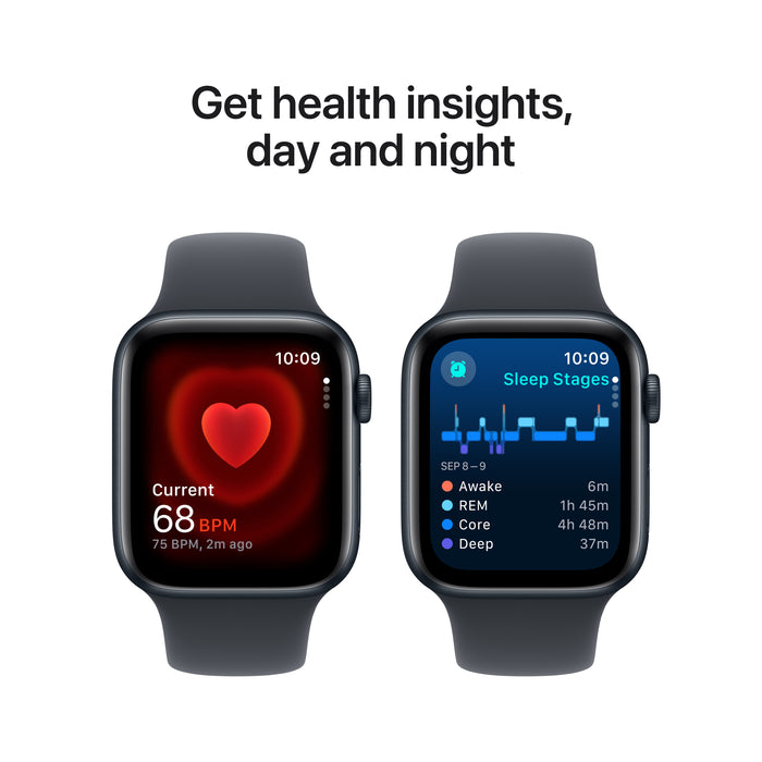 Apple Watch SE GPS, Caixa em alumínio meia-noite de 44 mm com Bracelete desportiva meia-noite - M/L