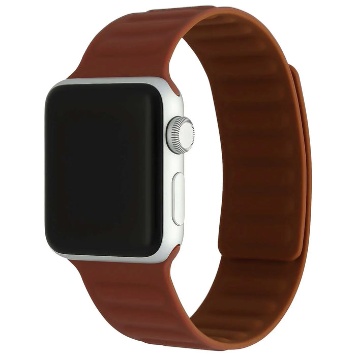 Apple Watch solo ribbel bandje - siliconen - bruin