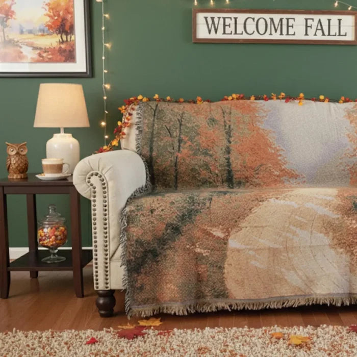 Autumn Fall Leaves & Forest Throw Blanket