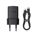 Baseus Carregador Palm Fast Charger 1C 30W Eu Cluster Black(With: Mini White Cable Type-C)