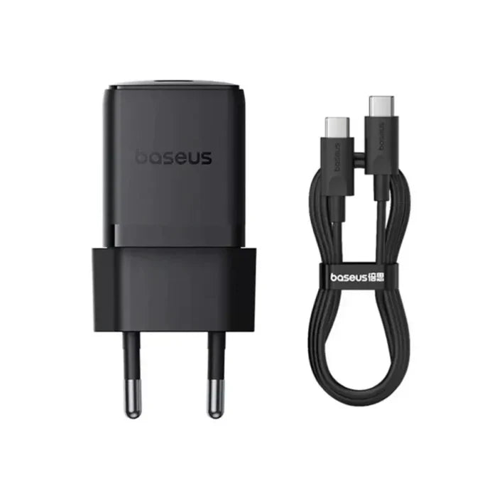 Baseus Carregador Palm Fast Charger 1C 30W Eu Cluster Black(With: Mini White Cable Type-C)