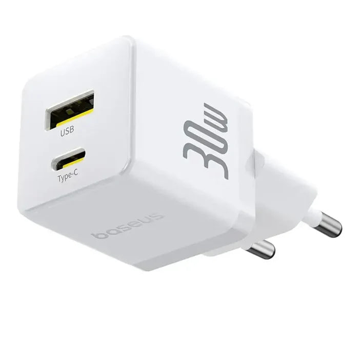 Baseus Carregador Palm Fast Charger C+U 30W Eu Moon White