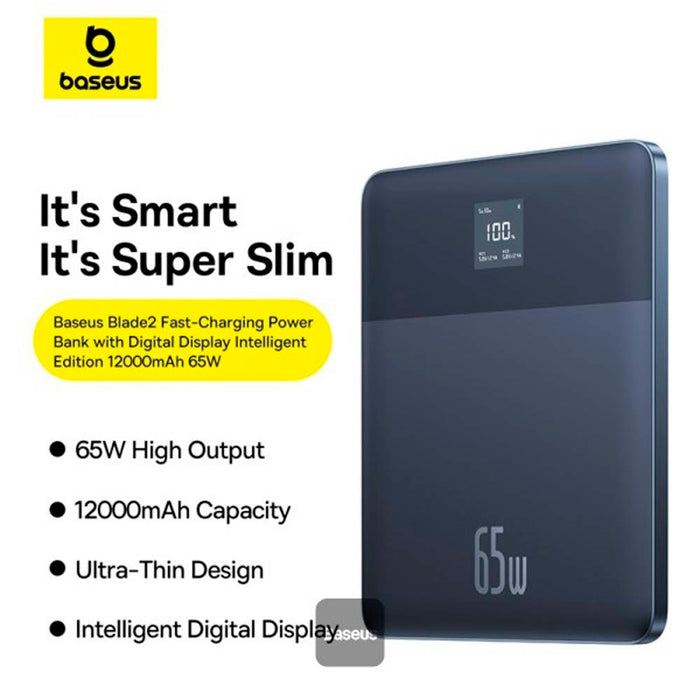 Baseus Powerbank Blade2 com Display 12000Mah 65W Azul