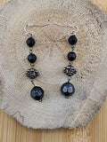 Black Faceted Bead Drop Earrings