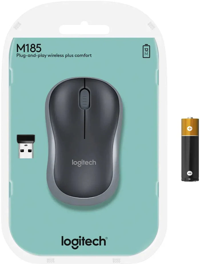 Black/Grey Wireless Optical Mouse with USB Nano Receiver
