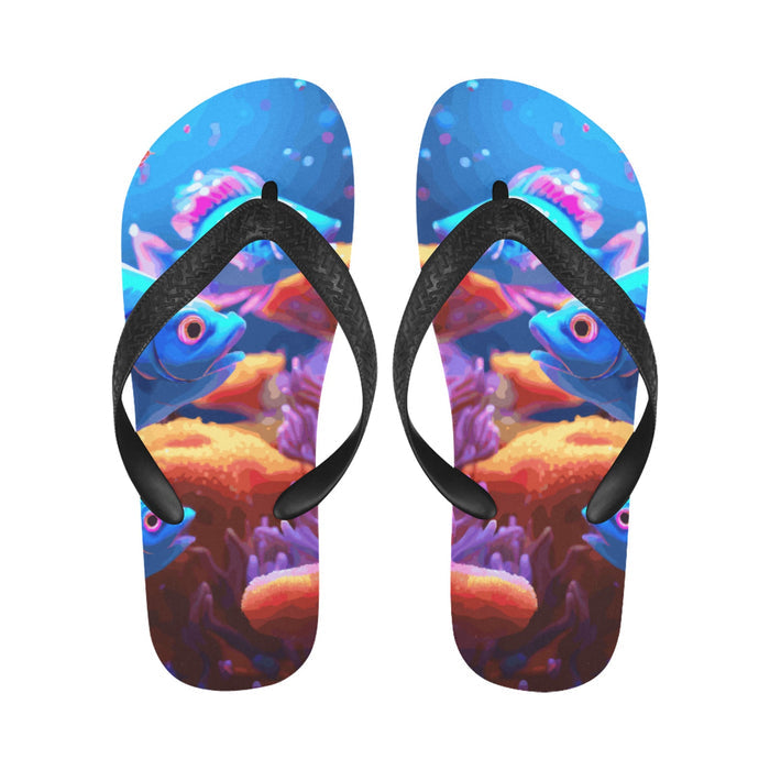 Blue Fish Flip Flops
