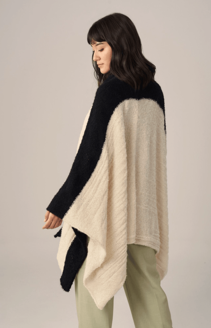 Boucle Alpaca Cape with Attached Double Scarf