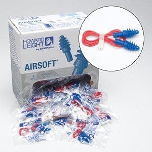 Box - Howard Leight AirSoft Corded Reusable Ear Plugs (100 Pairs | SLC80 26dB, Class 5)
