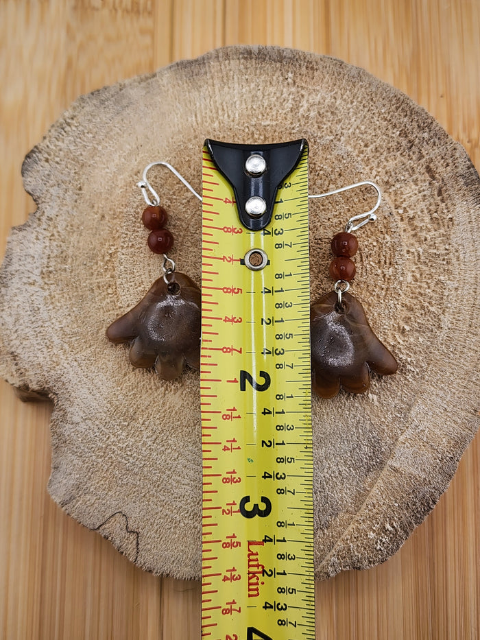 Brown Floral Acrylic Glass Drop Earrings - UNIQUE