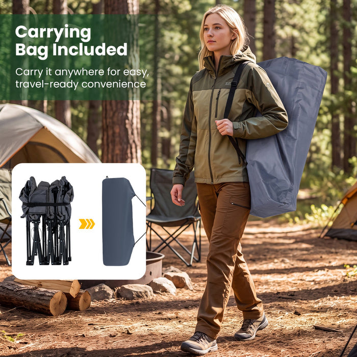 Camping Cot with Cotton-Padded Headrest & Side Storage Pouch