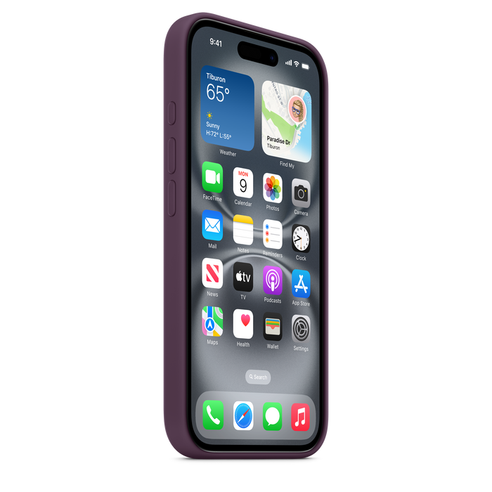 Capa em silicone com MagSafe para iPhone 16 - Ameixa