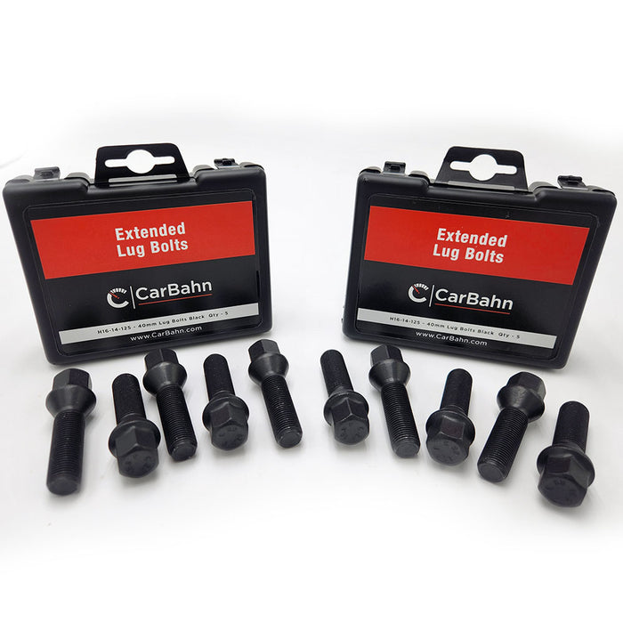 Two packages of CarBahn extended lug bolts on a white background