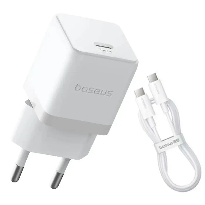 Carregador Baseus Palm Fast Charger USB-C 30W Moon White + Cabo USB-C 60W 1m Moon White