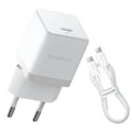 Carregador Baseus Palm Fast Charger USB-C 30W Moon White + Cabo USB-C 60W 1m Moon White