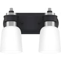 Brushed nickel vanity light, by Quoizel, for bathroom