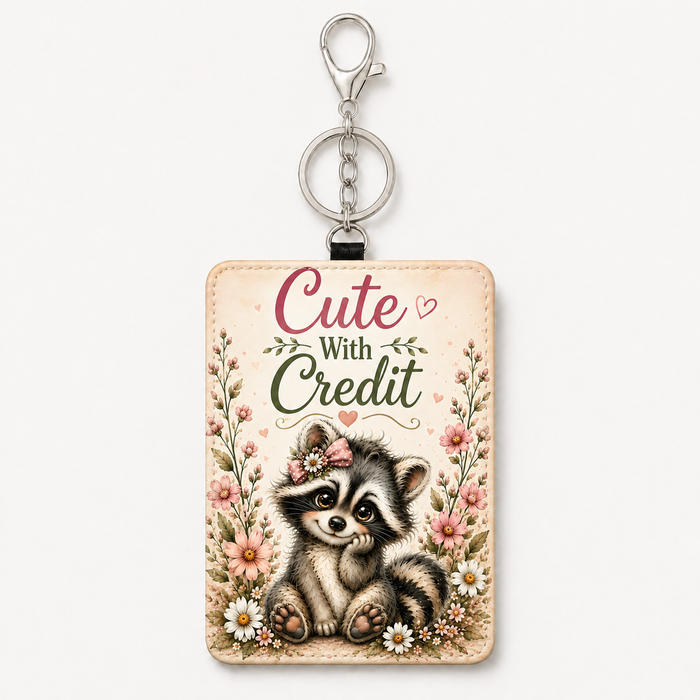 Cute With Credit raccoon ID holder