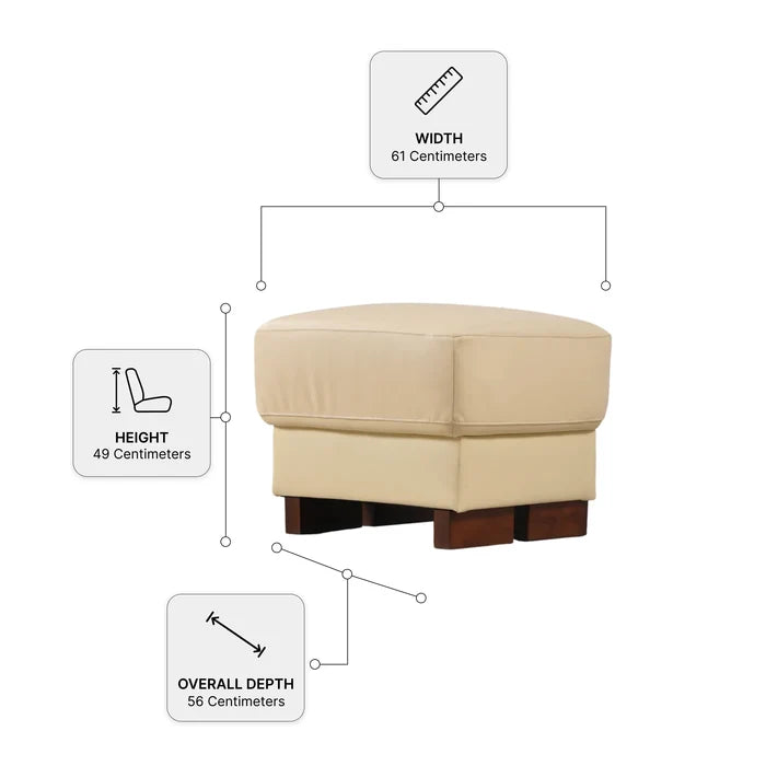 Dalmore Genuine Leather Cream Footstool - Measurement