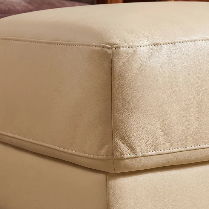 Dalmore Genuine Leather Cream Footstool - Furniture Instore