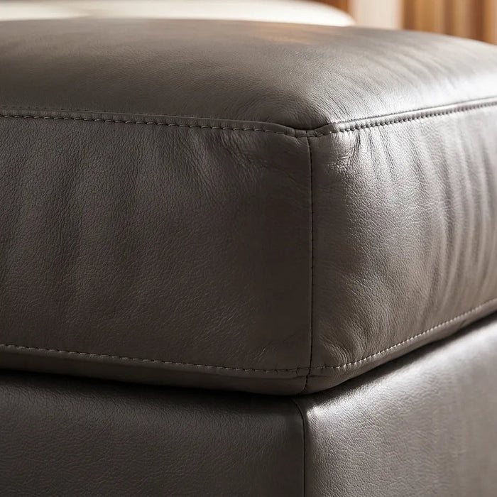 Dalmore Genuine Leather Grey Footstool - Furniture Instore