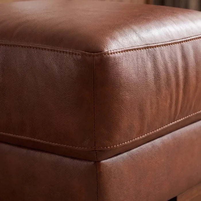 Dalmore Genuine Leather Tan Footstool - Furniture Instore