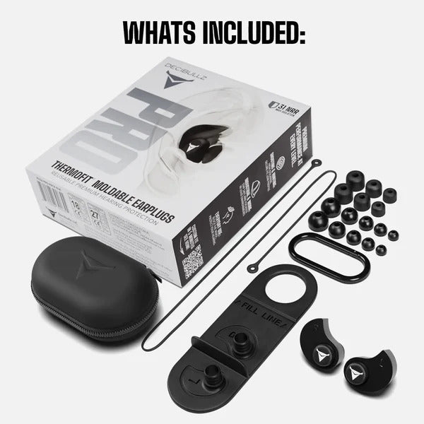 Decibullz PRO Custom Molded Earplugs 31dB NRR Pro-Pack with Case and Lanyard