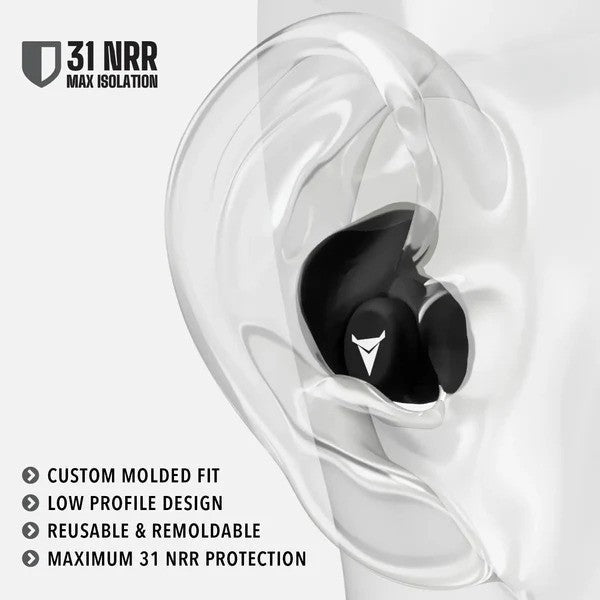 Decibullz PRO Custom Molded Earplugs 31dB NRR Pro-Pack with Case and Lanyard