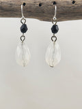 Delicate Black and Clear Teardrop Dangle Earrings - Women Jewelry 0577