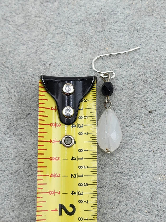 Delicate Black and Clear Teardrop Dangle Earrings - Women Jewelry 0577