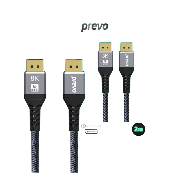 DisplayPort Cable 2m Black & Grey Supports Displays up
