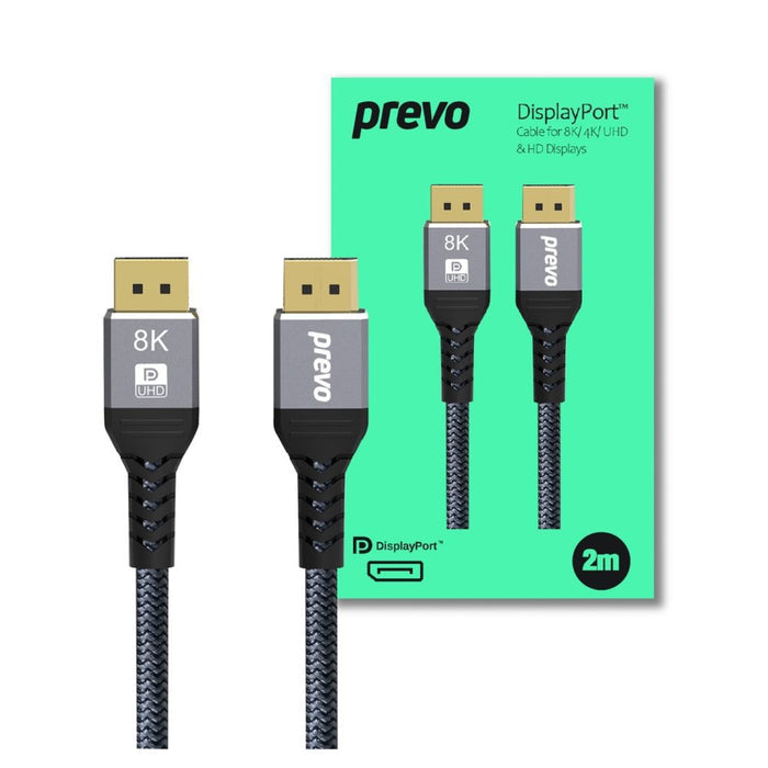 DisplayPort Cable 2m Black & Grey Supports Displays up