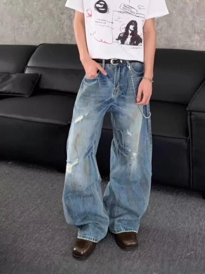Distressed Wide Leg Jeans