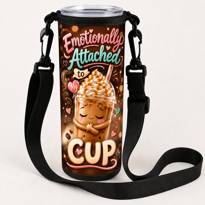 Emotionally Attached to My Cup over-the-shoulder tumbler bag
