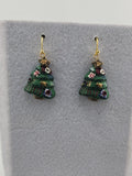 Festive Green Christmas Tree Drop Earrings - Women Jewelry
