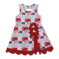 Flag Bow Scallop Sleeveless 4th of July Athletic Dress
