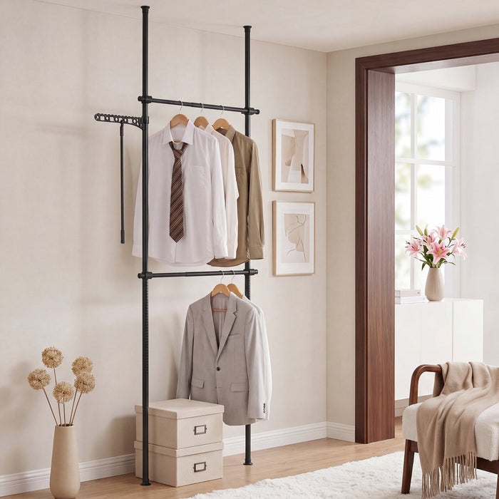 Floor-to-Ceiling Clothes Rack with 2 Hanging Bars