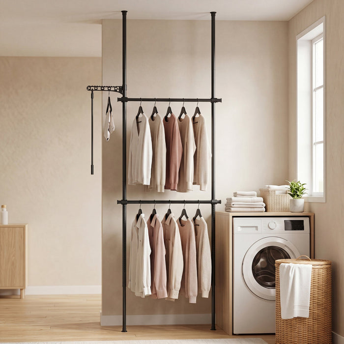 Floor-to-Ceiling Clothes Rack with 2 Hanging Bars