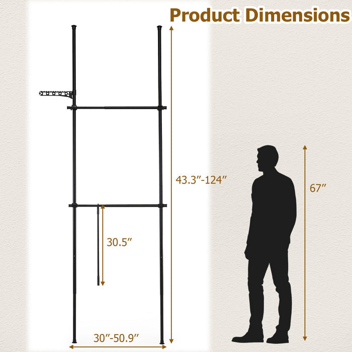 Floor-to-Ceiling Clothes Rack with 2 Hanging Bars