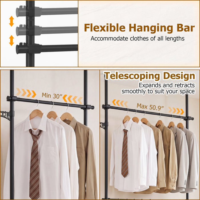 Floor-to-Ceiling Clothes Rack with 2 Hanging Bars