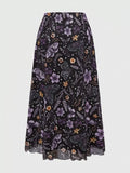Floral Print Flowy Midi Skirt