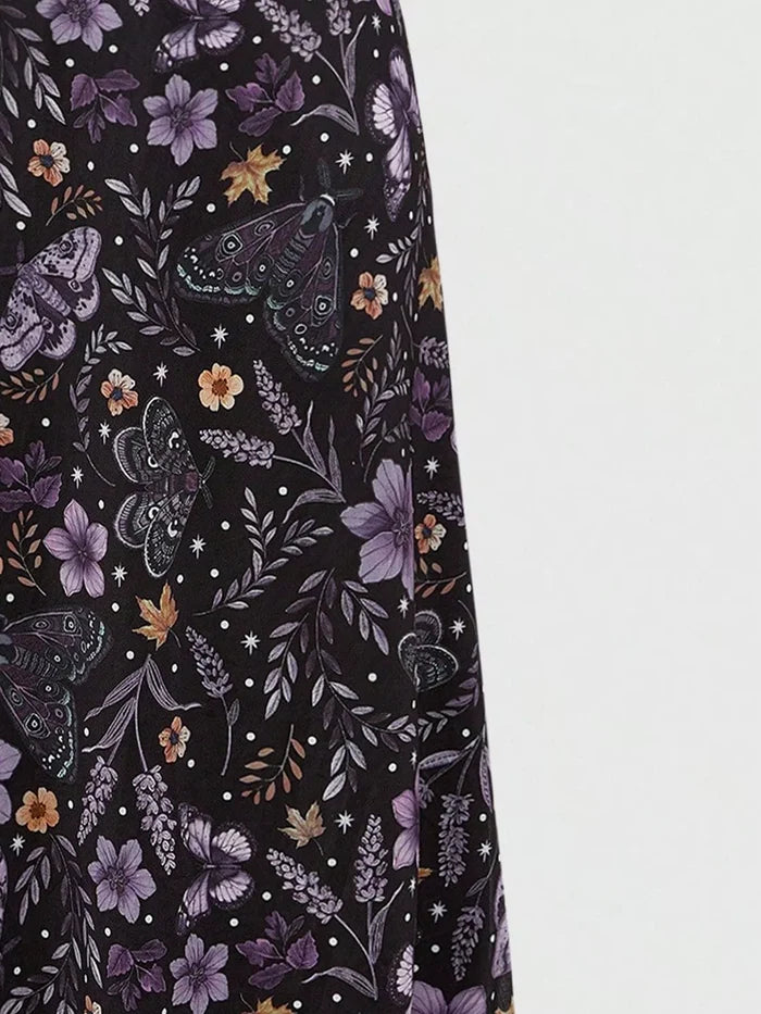 Floral Print Flowy Midi Skirt
