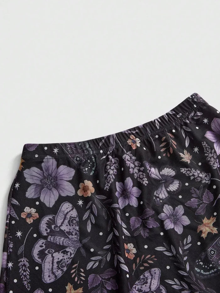 Floral Print Flowy Midi Skirt