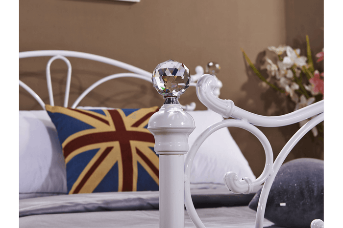 Florence White Metal Small Double Bed - Furniture Instore