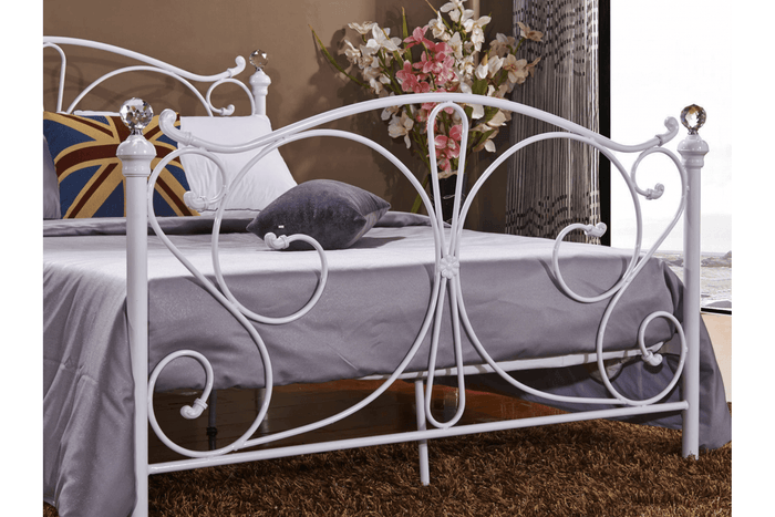 Florence White Metal Small Double Bed - Furniture Instore