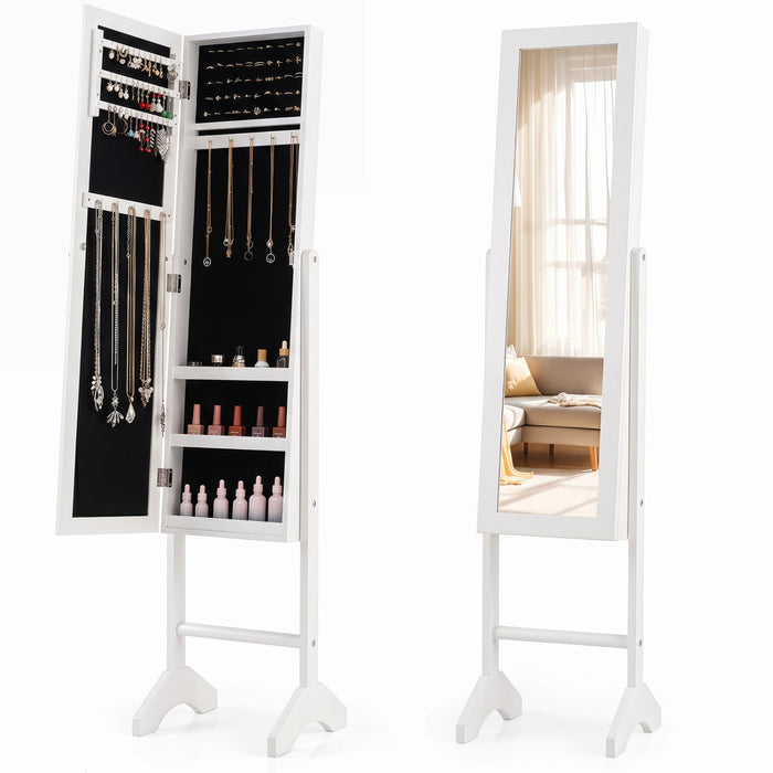 Freestanding Jewelry Armoire with Full-Length Mirror