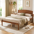 Full Size Platform Bed Frame with Curved Wood Headboard
