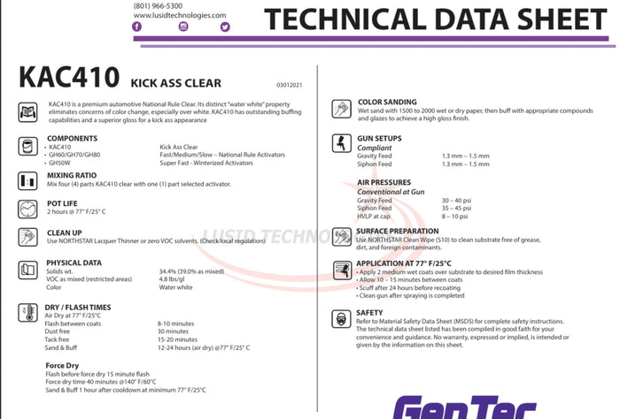GenTec KAC410G Kick Ass Clear and Activator Kit, 1 gal - KAC410G+GH70Q - Eagle National Supply