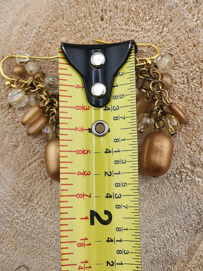 Gold Bead Cluster Dangle Earrings