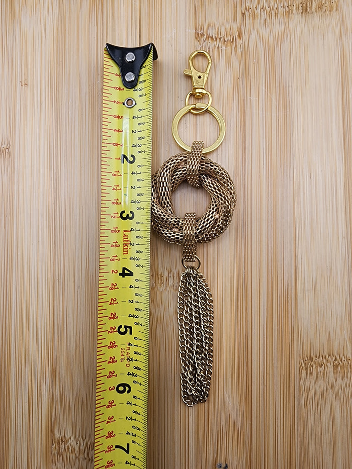 Gold-Tone Knot Tassel Bag Charm Keychain - Women's Accessory