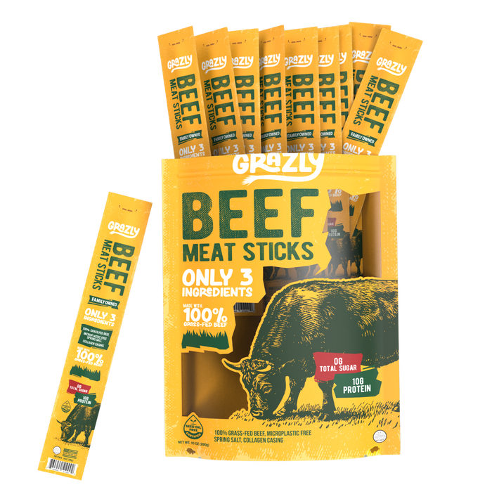 Grass-Fed Beef Meat Sticks – 100% Grass-Fed & Finished, 3 Ingredients